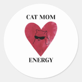 Minimalistische kat mama energie ronde sticker