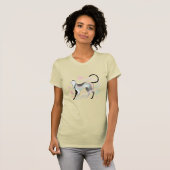 Minimalistische kat pastel roos hart schets t-shirt (Voorkant volledig)