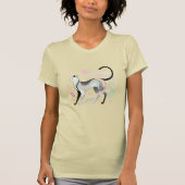 Minimalistische kat pastel roos hart schets t-shirt (Voorkant)