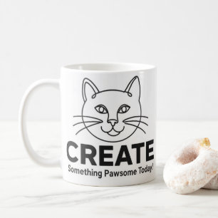 Minimalistische kat "Paw-some" katachtige grappige Koffiemok