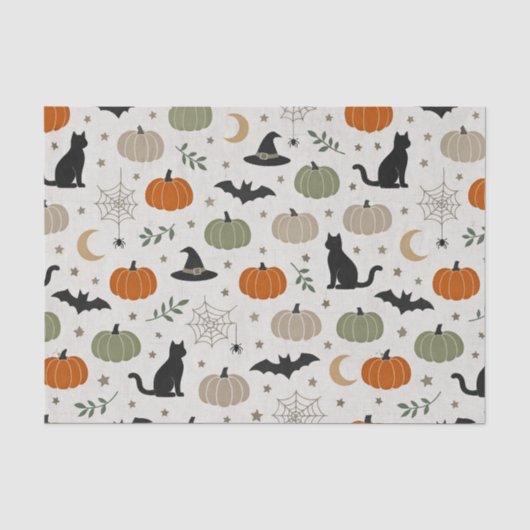 Minimalistische kat pompoen Halloween Tissuepapier (Voorkant)