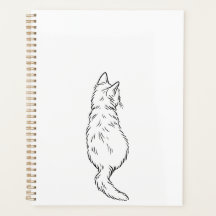 Minimalistische kat rugaanzicht lijnkunst dagelijk