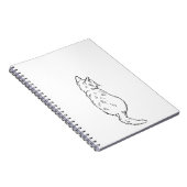 Minimalistische kat rugaanzicht lijnkunst notitieb notitieboek (Rechterzijde)