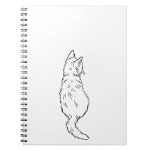 Minimalistische kat rugaanzicht lijnkunst notitieb