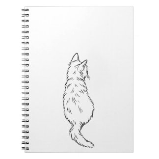 Minimalistische kat rugaanzicht lijnkunst notitieb notitieboek