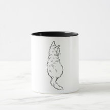 Minimalistische kat rugzicht lijnkunst