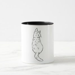 Minimalistische kat rugzicht lijnkunst mok