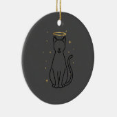Minimalistische kat silhouet Kerstmis Keramisch Ornament (Rechts)