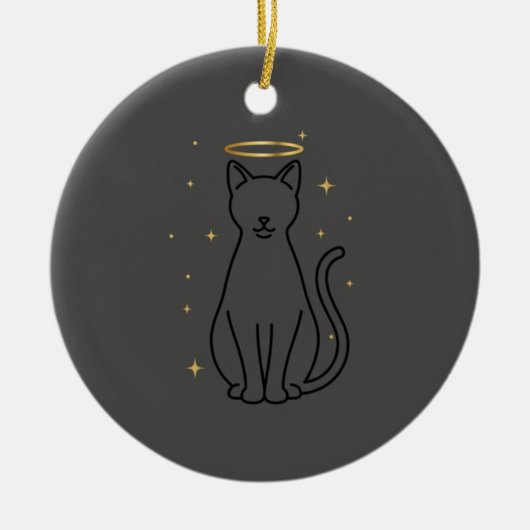 Minimalistische kat silhouet Kerstmis Keramisch Ornament (Voorkant)