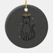 Minimalistische kat silhouet Kerstmis Keramisch Ornament (Achterkant)