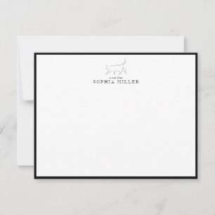Minimalistische kat silhouet zwarte rand notitieka notitiekaartje