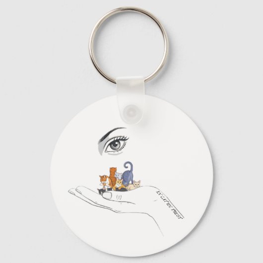 Minimalistische kat Sleutelhanger (Voorkant)