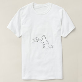Minimalistische kat vuist-bump lijn kunst heren T- T-shirt