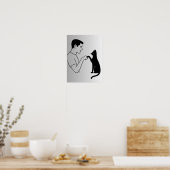 Minimalistische kat vuistlijn kunst  poster (Keuken)