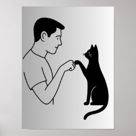 Minimalistische kat vuistlijn kunst poster
