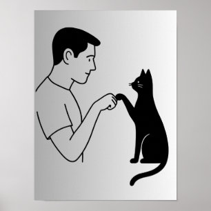 Minimalistische kat vuistlijn kunst  poster