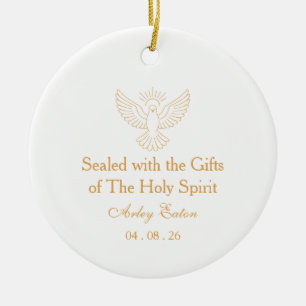 Minimalistische katholieke confirmatie keramisch ornament
