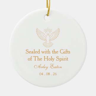 Minimalistische katholieke confirmatie keramisch ornament