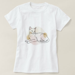 Minimalistische katlijn kunst voor kattenliefhebbe t-shirt