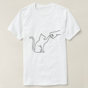 Minimalistische katten vuist-bump lijn kunst T-shi T-shirt