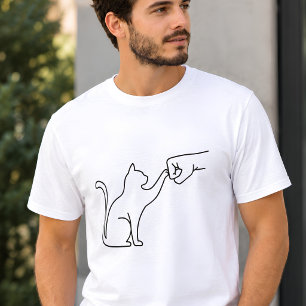 Minimalistische katten vuist-bump lijn kunst T-shi T-shirt