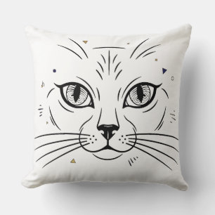minimalistische kattengezicht lijnkunst kussen