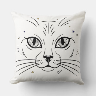 minimalistische kattengezicht lijnkunst kussen