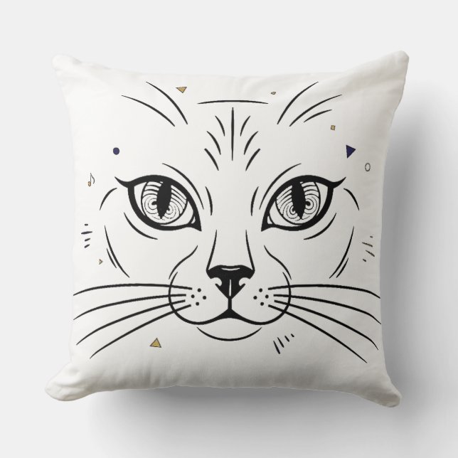 minimalistische kattengezicht lijnkunst  kussen (Voorkant)