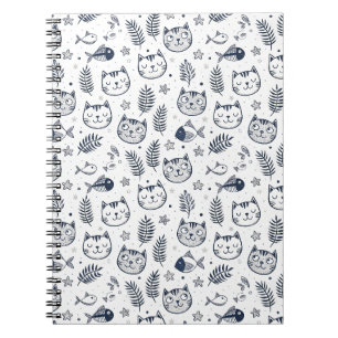 Minimalistische kattengezicht & tropische bladeren notitieboek
