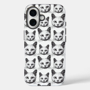 Minimalistische kattengezichten iPhone 16 hoesje