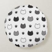 Minimalistische kattengezichten rond kussen (Achterkant)