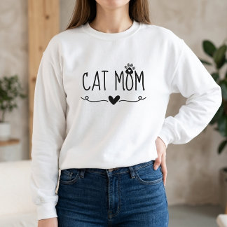 Minimalistische kattenmoeder Cute pootafdruk hart Trui