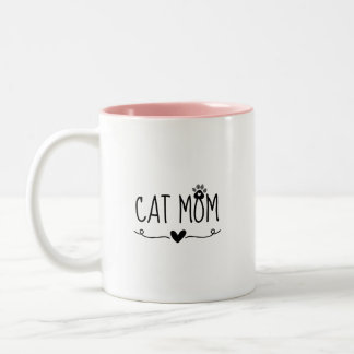 Minimalistische kattenmoeder Cute pootafdruk hart Tweekleurige Koffiemok