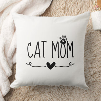 Minimalistische kattenmoeder met leuke pootafdruk kussen