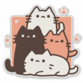 Minimalistische Kawaii Chibi katten Sticker (Voorkant)