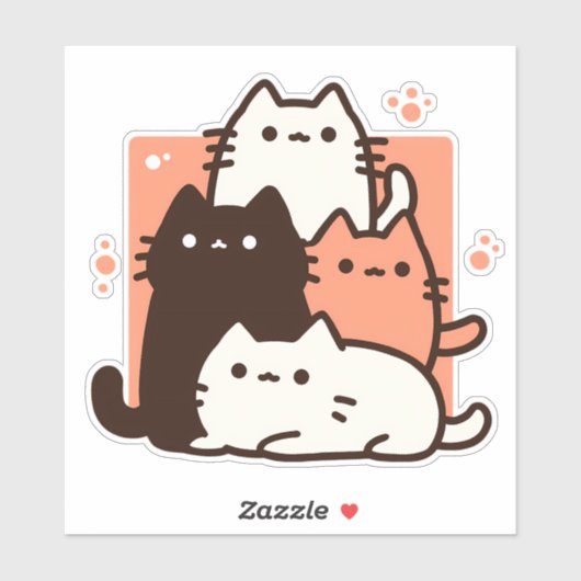 Minimalistische Kawaii Chibi katten Sticker (Vel)