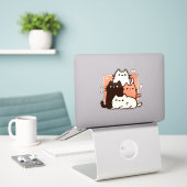 Minimalistische Kawaii Chibi katten Sticker (Laptop op bureau)