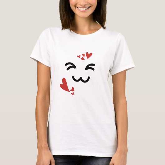 Minimalistische Kawaii Cute Kat T-shirt (Voorkant)