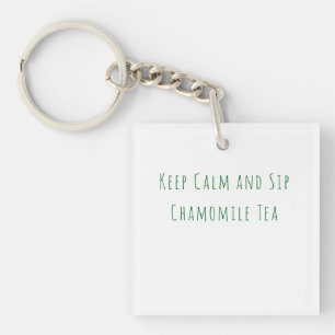 Minimalistische Keep Calm and Drink Kamillethee Qu Sleutelhanger