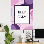 Minimalistische "Keep Calm" Salie Paarse Abstracte Poster (Thuiskantoor)