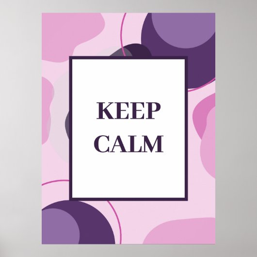 Minimalistische "Keep Calm" Salie Paarse Abstracte Poster (Voorkant)