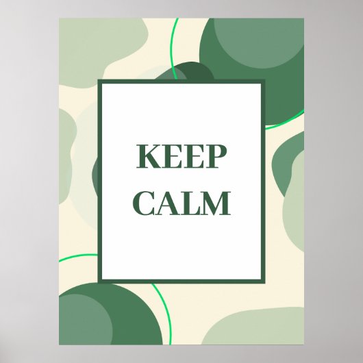 Minimalistische "Keep Calm" Saliegroene Abstracte Poster (Voorkant)