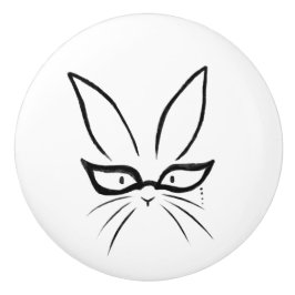 Minimalistische keramische konijn met bril knop