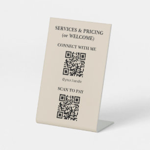 Minimalistische keramische schoonheidssalon QR-cod Reclamebord Met Voetstuk