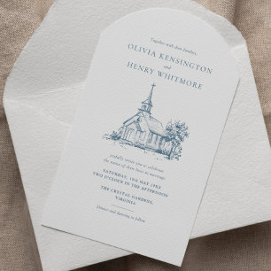 Minimalistische kerk locatie schets boog stijl bru kaart