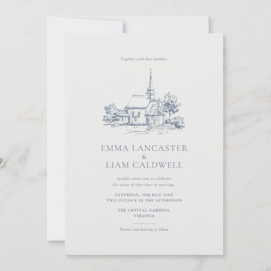 Minimalistische kerk locatie schets klassieke brui kaart (Voorkant)