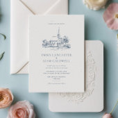 Minimalistische kerk locatie schets klassieke brui kaart