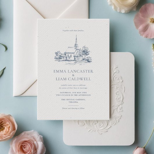 Minimalistische kerk locatie schets klassieke brui kaart