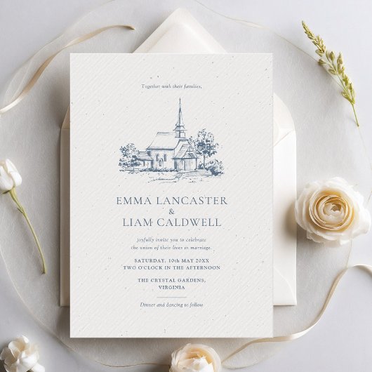 Minimalistische kerk locatie schets klassieke brui kaart