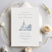 Minimalistische kerk locatie schets klassieke brui kaart